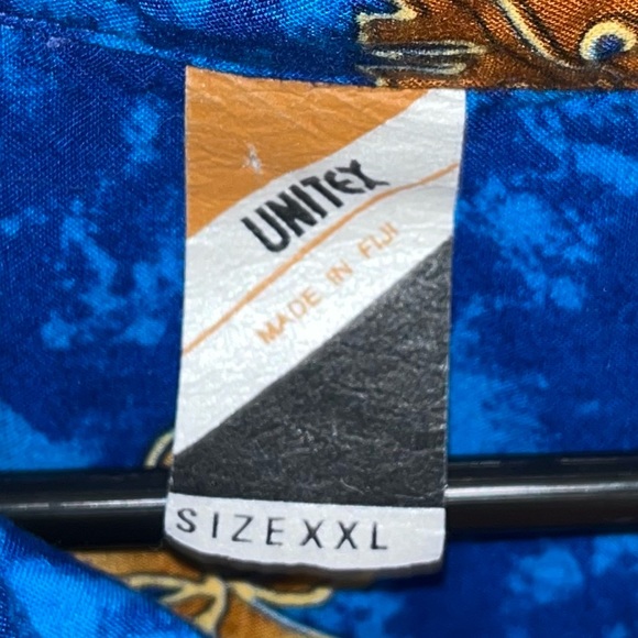 Men’s Unitex Blue Hawaiian Button Up Shirt Size XXL - Picture 2 of 4